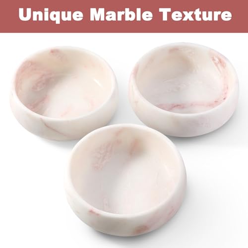 Karibiber Marble Dog Bowl, 5lbs Weighted Dog Food Bowl, Non-Slip Large Heavy Water Bowls, Cute Pink Stone Food and Water Dish for Medium Dogs, Natural Marble, Easy to Clean, Holds 4 Cups - color: Pink, size: S