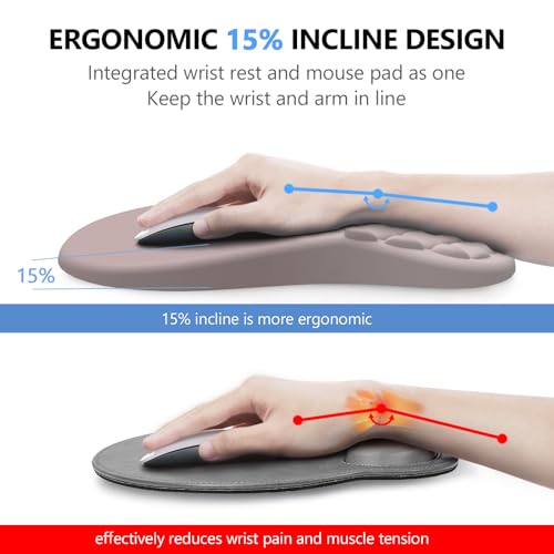 Ergonomic Mouse Pad Wrist Support, 2 in 1 Keyboard Wrist Rest Set | Memory Foam, 15° Ergonomic Slope, Massage Bead Design, Non-Slip PU Base, Lycra Fabric, for Office & Gaming, Gradient Pink - color: Gradient Pink