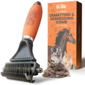 2-in-1 Deshedding & Dematting Comb & Grooming Brush for Dogs & Cats | Double-Sided Dog Rake for Shedding, Pet Deshedding Brush, Undercoat Mat Dematting Tool for Long Haired Cats, Grooming Matting - style: 2-Sided Dematting Comb