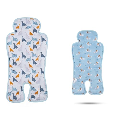 Gel Car Seat Cooler Pad,1 Pack Double Sides-Universal Baby Stroller Ice Cushion Cooler Mat,Summer Cooling Seat Liner,Multifunctional Suitable for Baby Dining Chair,Child Safety Seat (Dinosaur+Dog) - color: Dinosaur+Dog