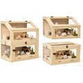 COZIWOW Hamster Cage, 2-in-1 Detachable 2-Tier Stackable Chewproof Wooden Small Animal Habitat with Ramps & Hideouts, 270° Panoramic Acrylic View Openable Wire Top, Large Rat House for Syrian - color: Wood