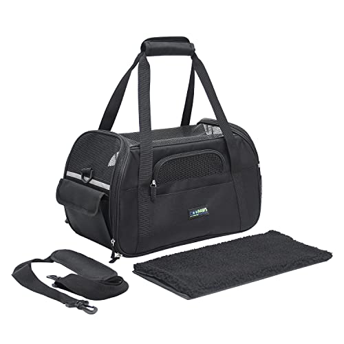 JESPET Soft-Sided Kennel Pet Carrier for Small Dogs, Cats, Puppy, Airline Approved Cat Carriers Dog Carrier Collapsible, Travel Handbag & Car Seat - color: Black, size: 19.0"L x 10.0"W x 13.0"H