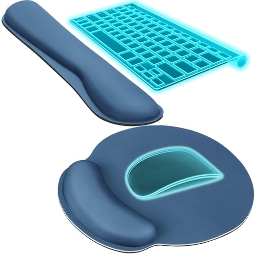 KTRIO Keyboard Wrist Rest & Mouse Pad with Wrist Rest, Navy Blue | Memory Foam Wrist Support, Ergonomic Design, Non-Slip Base, Office and Home Use - color: Navy Blue