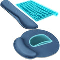 KTRIO Keyboard Wrist Rest & Mouse Pad with Wrist Rest, Navy Blue | Memory Foam Wrist Support, Ergonomic Design, Non-Slip Base, Office and Home Use - color: Navy Blue