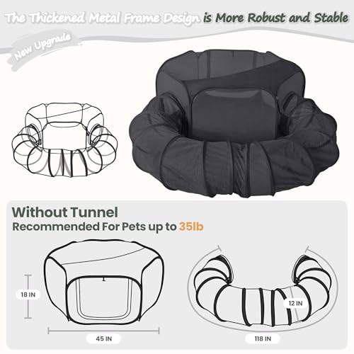 X-ZONE PET Portable Cat Play Tunnels, Catio Outdoor Enclosed Tent Playpen with Tunnel, Indoor Enclosure for Cats & Small Animals, Black - color: Classic Black