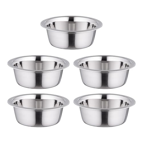 IRIS USA Stainless Steel Pet Bowls, 16 oz, 5 Pack | Stainless Steel Bowls for Cats, Dogs, Kittens, Puppies, Durable, Easy to Clean