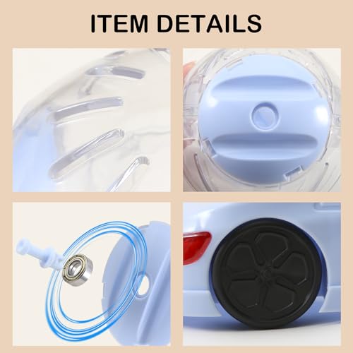 3-in-1 Hamster Ball 4.8 Inch Detachable Hamster Wheel Racing Car Toy