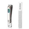 MR.GREEN Nail Clippers Curved Blades Fingernail Cut Nippers Manicure Scissors Stainless Steel Pedicure Tools (Medium+Glass File) - color: Medium+glass File