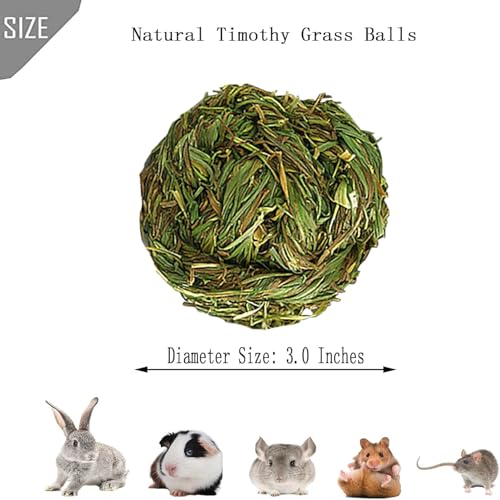 PINVNBY 2 Pcs Rabbit Timothy Hay Balls,Natural Bunny Chew Toys Grass Ball Small Animal Teeth Grinding Activity Woven Play Ball for Rabbit Guinea Pigs Hamsters Chinchillas - size: 【2 PCS】
