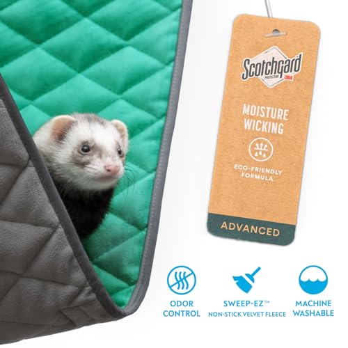 Paw Inspired Hanging Fleece Hammock for Small Animals, Gray/Green | Hammock with Swivel Clips for Pet Cage for Ferrets, Rats, Chinchillas, Sugar Gliders, Hideout Toy for Guinea Pigs, Hamsters - color: Gray/Green