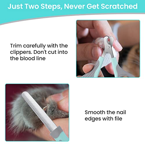 Cat Nail Clippers for Indoor Cats, Cat Nail Trimmers with Nail File, Cat Claw Clippers, Pet Nail Clippers for All Kinds of Cats, Puppy, Kitten, Chinchilla, All Small Breeds Pets