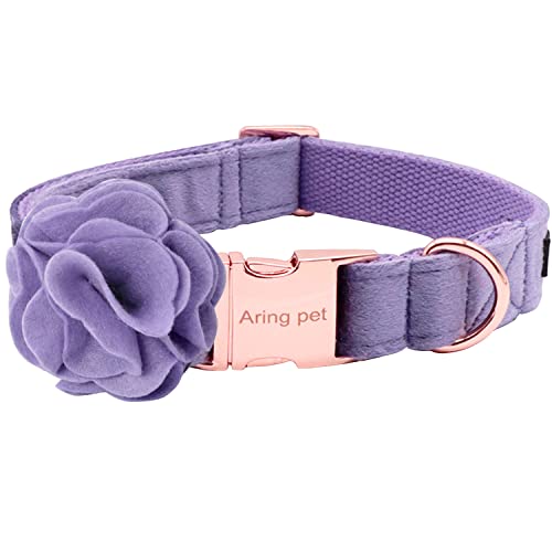 ARING PET Velvet Dog Collars, Purple Soft Pet Collar with Detachable Felt Flower Metal Buckle for Puppy Small Medium Large Boy Girl Dogs-XS - color: F-Purple, size: X-Small (Pack of 1)