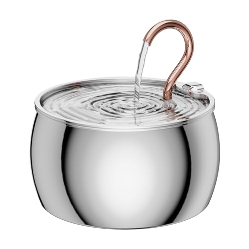 2.5L/84oz Gooseneck Kitty Spout Cat Water Fountain Stainless Steel | Quiet Cat Fountain for Drinking, Pet Water Fountain for Cats Inside, Automatic Cats Water Dispenser, for Pets