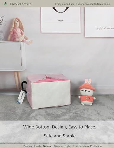 Rectangular Pink Castle Princess Closet Bedroom Storage Bin | Waterproof stain-proof cotton canvas, reinforced side grips, fairy castle print for girls, daily sundry arrangement - color: REC Pink Castle