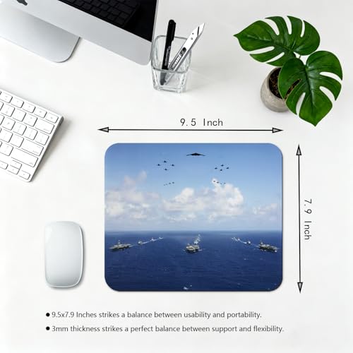 US Navy Carrier Strike Group Mouse Pad, Patriotic Blue Ocean Desk Mat | 9.5"x 7.9", Fighter Jets Aircraft Formation Naval Ships Military Design, Cute Smooth & Anti-Slip Mousepad - color: Colorful Design Wknoon-Art 33