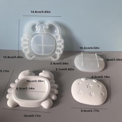 Crab Box Resin Mold with Lid, 3D Sea Animal Storage Container Mold, Crab Shaped Tray Jewelry Box Silicone Molds for Resins, Epoxy Resin, Gypsum, Clay, DIY Craft Home Decor, Candy Jar