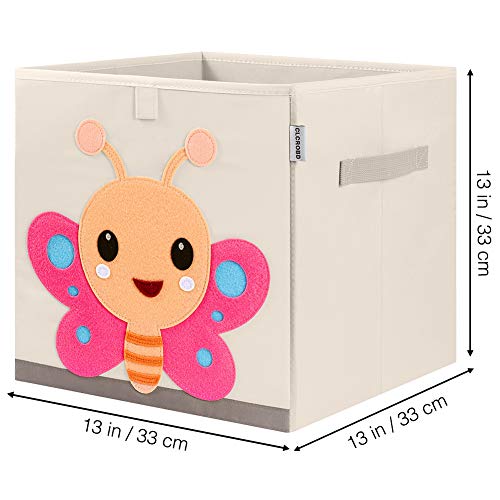 13 Inch Animal Cube Storage Bins, Foldable Fabric Kids Toy Box & Toy Chest | Kids Storage Cubes, Toy Storage Organizer Basket for Toddlers, Boys and Girls, Playroom and Nursery (Butterfly) - color: Butterfly