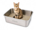 Stainless Steel Litter Box for Cats, 23.6" x 15.74" x 5.9", Metal Cat Litter Box with High Sides, Non-Stick, Odor Free, Easy to Clean Litter Pan for Indoor Cats, Big Cats, Rabbits and Multi Cat Homes - size: Medium