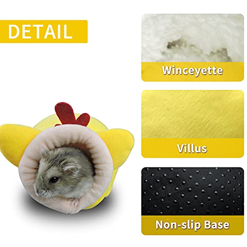 WishLotus Mini Soft and Warm Hamster House - Cute Non-Slip Sleeping Nest for Dwarf Hamsters, Mini Hedgehogs and Small Pets (Yellow) - color: yellow