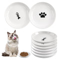 6 Pack Cat Food Bowl, Ceramic Cat Bowls, Anti Whisker Fatigue Cats Bowl Set | 5.5 Inches Shallow Wide Kitten Plates for Food and Water (White-A) - color: White-A