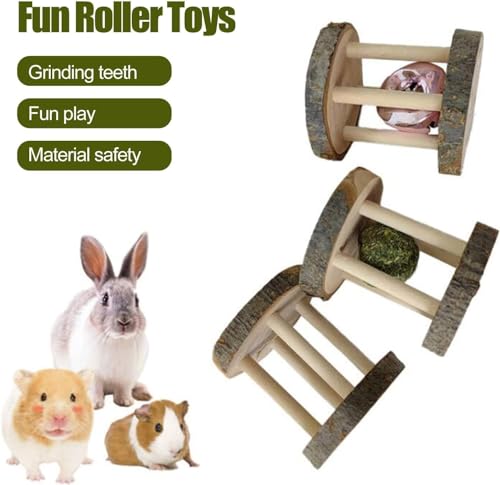 Hamster Rabbit Chew Toy Natural Wooden Play Toy, Wood Teeth Grinding Toy with Bell for Parrot, Rabbit, Chinchilla, Guinea Pig, Hamster Small Animals Toys for Pet Supplies