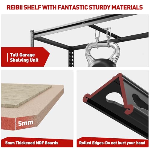 REIBII 2000LBS Garage Shelving Heavy Duty Storage Shelves 72" H Metal Shelving for Garage Shelves Adjustable 5 Tier Metal Shelf for Pantry Closet Kitchen Basement 35.5" W x 72" H x 15.8" D - size: 15.8"D x 35.5"W x 72"H