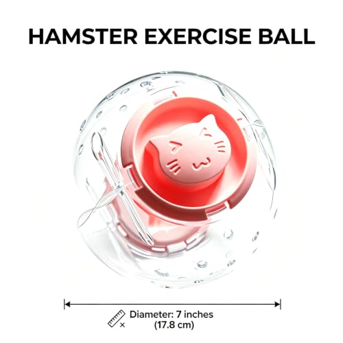 Hamster Exercise Ball, 7 Inch Running Wheel for Dwarf Hamsters to Reduce Boredom and Increase Activity-Pink