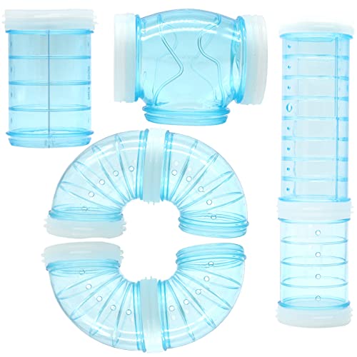8 Pack Transparent Curved Pipe Pet Cage Tunnel Set - DIY Creative Connection Tunnel External Sports Tube for Mouse, Hamster, Rat and Other Small Animals - color: Blue