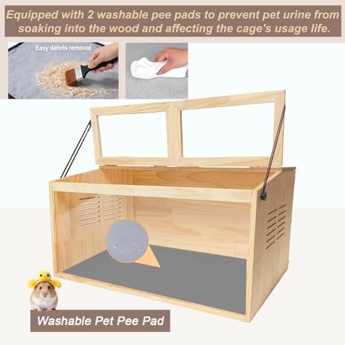 Wooden Hamster Cage,Chewproof,48" Lx20 Wx20 H，Animal Cabinet for Dwarf Syrian Hamsters Degus, Hamster Habitat with Openable Top and Large Acrylic Sheets. - size: 48.0"L x 20.0"W x 20.0"H