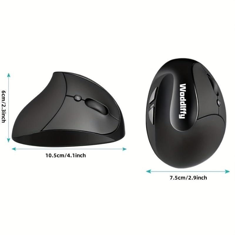 Vertical Mouse,Wireless Small Hand Ergonomic Mouse,Quiet Clicks 3 Adjustable DPI (1000/1200/1600),Compatible with Windows/Mac/Linux - color: Black