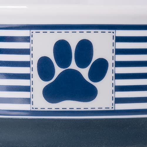 Bone Dry Paw & Patch Ceramic Pet Collection, Medium Set, 6x2", Nautical Blue, 2 Piece - color: Nautical Blue, size: Medium Bowl Set, 6x2"