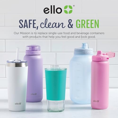 Ello Emma 14oz Insulated Stainless Kids Water Bottle with Straw, Red Splash | Insulated stainless steel kids water bottle with straw, leakproof locking lid, carry handle, and cold drinks for school - color: Red Splash