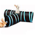 SunGrow 3-Way Ferret & Rabbit Tunnel, Bunny Hideout Activity Tube with Peep Hole and Crinkle Ball, Accessories for Hiding, Resting for Dwarf Rabbits Bunny Kitty Guinea Pig, Turquoise and Black