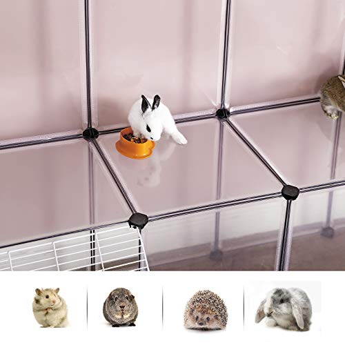 SONGMICS Guinea Pig Playpen with Dense Ramp, Indoor Rabbit Run Hutch Cage, Large Exercise Enclosure with Stairs, DIY Plastic Modular Fence for Hamster, Pet, Small Animals, White ULPC004W01 - color: White, style: 20 Panels - 56.3"L x 42.5"W x 36.2"H