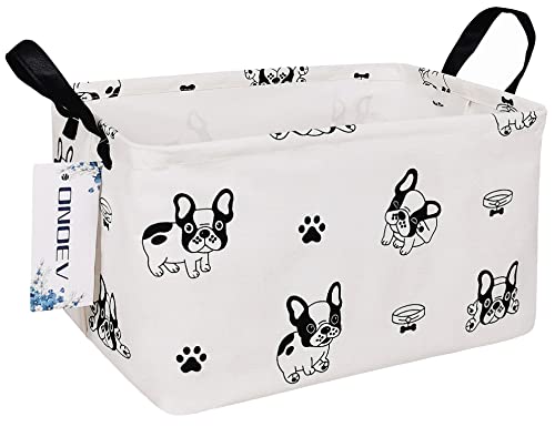 Rectangular Fabric Storage Bin, Foldable Bulldog print Basket | Damp-proof canvas with reinforced stitched handles.Great for clothes,books & sundries in closets,playrooms,laundry rooms. - color: Bulldog