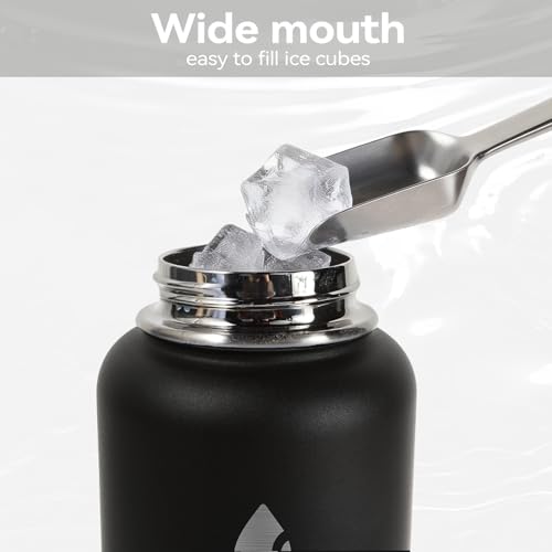 32oz Insulated Stainless Steel Water Bottle with Straw Lid Lager Capacity - color: Black