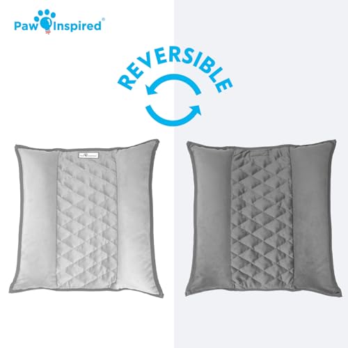 Paw Inspired Snuggle Bunny Bolster Bed, Gray/Light Gray, 17x17 Inch | Reversible Flop Mat, Ultra-Soft Fleece Bedding with Padded Sides for Rabbits, Cats, Dogs, Small Pets and Animals - color: Gray/Light Gray
