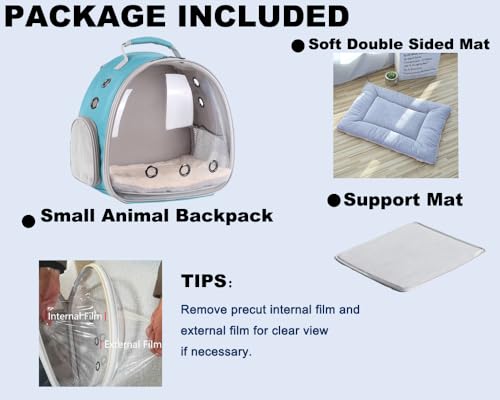 Portable Small Animal Backpack Travel Breathable Pet Carrier Bag Cages for Guinea Pig, Rabbit, Bearded Dragon, Squirrel, Tortoise, Bird, Lizard, Sugar Glider - color: Green