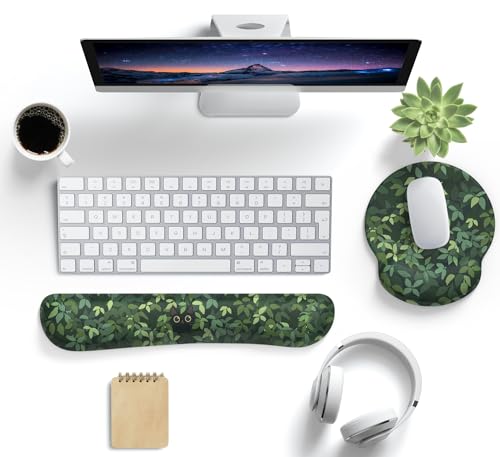 Cute Ergonomic Green Mouse Pad Cat Wrist Support,[ 20% Larger] Wrist Rest Gel Anime Kawaii 3D Green Office Plants Mouse Pads, Keyboards Silicon Wrist Pad,Pain Relief,Game Work Study Home Office. - color: Cute Black Cat in Grass