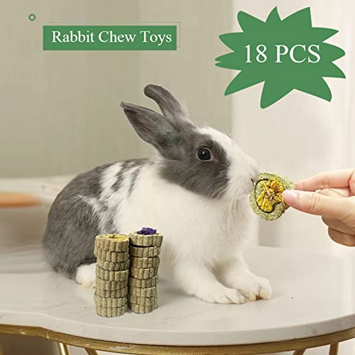Rabbit Chew Toys for Teeth, 18PCS Natural Timothy Hay Chew Toy, Improve Dental Health for Bunny/ Chinchilla/ Guinea Pig/ Hamsters/ Holland Lop, Small Rodent Pet Molar Teeth Treats Toys - size: 18 PCS