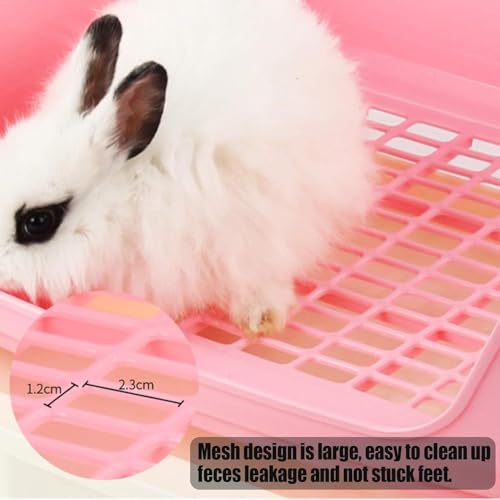 kathson Large Rabbit Litter Box with Drawer, Bunny Potty Trainer Corner Toilet Guinea Pig Litter Box Bigger Pet Pan with Grass Mat for Chinchilla, Ferret, Hamster (Pink) - color: Pink