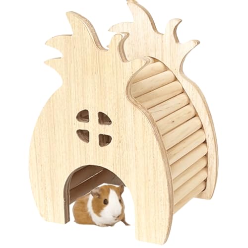 Hamster Wooden Hideout House Natural Wood Pet Rats Climbing Play Hut Hideaway Room for Small Chicken Hedgehogs Chinchilla Habitat Pet Cage Accessories (G) - style: G
