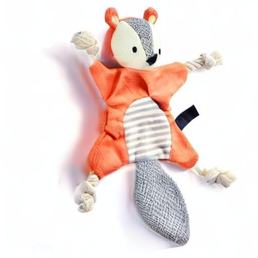 Vitscan Squirrel Plush Toy, Stuffless Dog Chew Toy with Rope Knots, Crinkle Squeaky Toy for Small Dogs