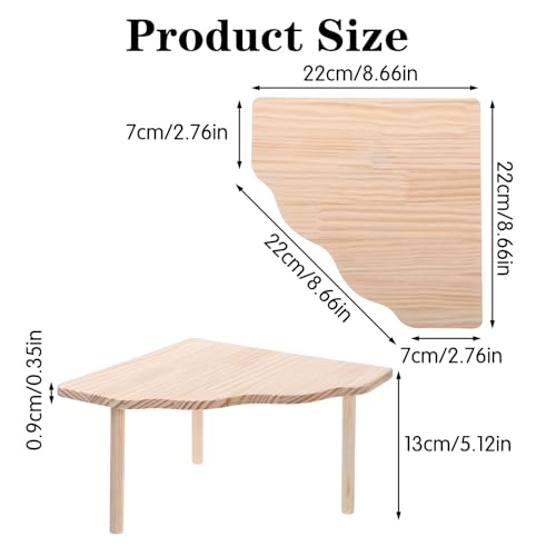 Wooden Hamster Platform, 8.7×8.7'' Large Hamster Play Wooden Platform Wood Stand 4.7'' Height Hamsters Cage Platforms Small Animal Wood Stand Cage Accessory for Hamsters Squirrel Small Pets