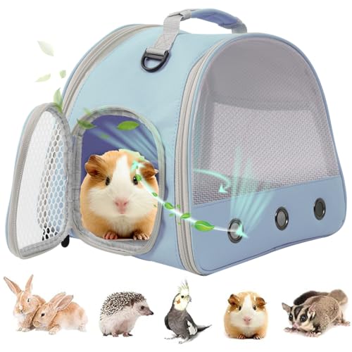 Breathable Small Animal Carrier Nylon Mesh for Front Window Guinea Pig Carrier Reptile Carrier for Travel Outdoor - color: Blue