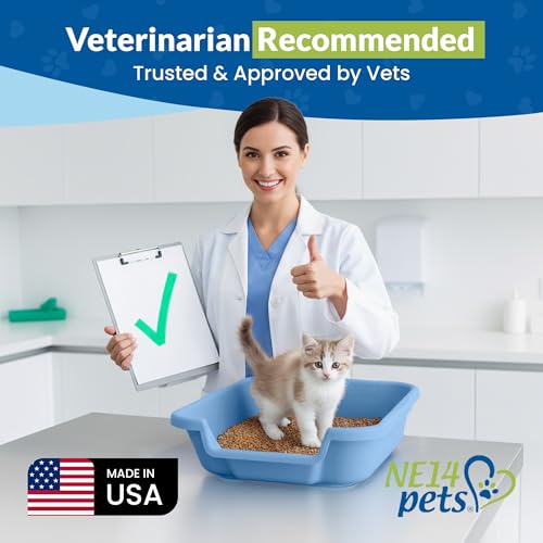 KittyGohere Senior Cat Litter Box Small with Scoop, 2 Pack Blue | Open Top Low Entrance Kitty Litter Box With With Long-handle Jumbo Scoop, Lightweight & Durable Litters Box, Made in USA - color: Little Boy Blue, size: Small(2 Pack) with Scoop