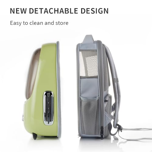PETKIT Cat Backpack Carrier for Kitty Small Dog with Inbuilt Fan & Light | Airline-Approved Pet Backpack Bubble , Detachable Dog Backpack with Padded Strap for Travel, Hiking, Walking & Outdoor - color: Green