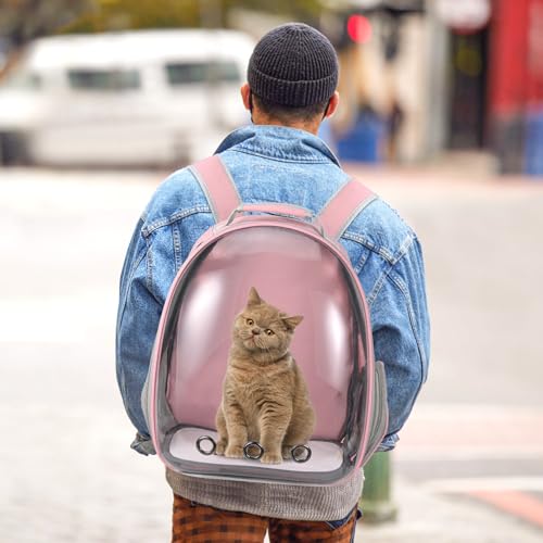 Cat Carrier Backpack, Pet Carrier Backpack Front Pack for Small Medium Cat Puppy Dog Carrier Backpack Bag Space Capsule, Airline-Approved Pet Carrier for Travel Hiking Walking Camping (Pink) - color: Pink