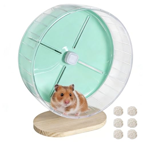 Silent Hamster Exercise Wheel,10.2 Inch Quiet Spinner Syrian Hamster Running Wheel,Anti-Skid & Adjustable Stand for Gerbils, Rats, or Other Small Pets,Green - color: Green