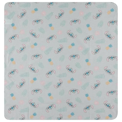 Disney Baby 4-Pack Receiving Blankets — 100% Cotton Flannel, 28" x 28" — Available in Mickey, Minnie, Pooh, Stitch or Angel — Soft Swaddle, Burp & Stroller Blankets — Gift-Ready with Ribbon Bow - color: Stitch